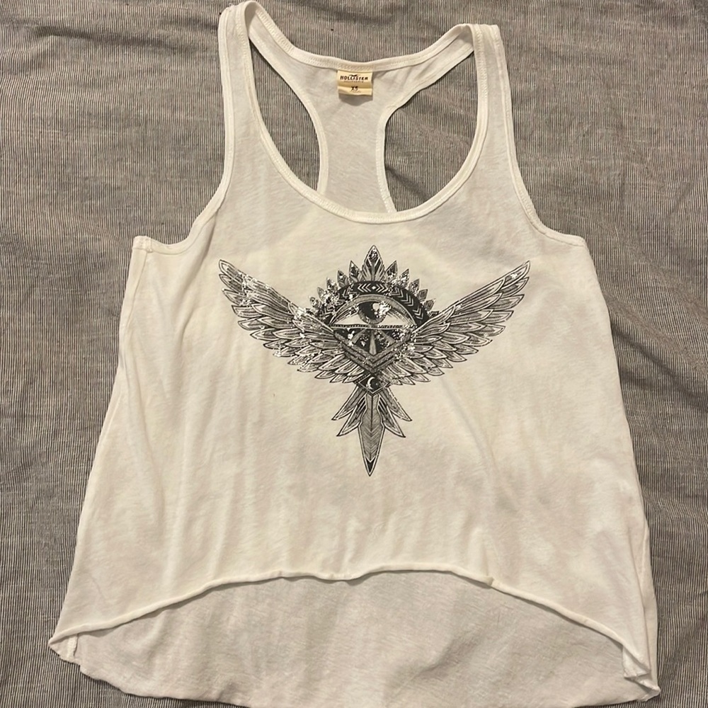 Hollister Crop Tank with Moon Eye and Feathers!